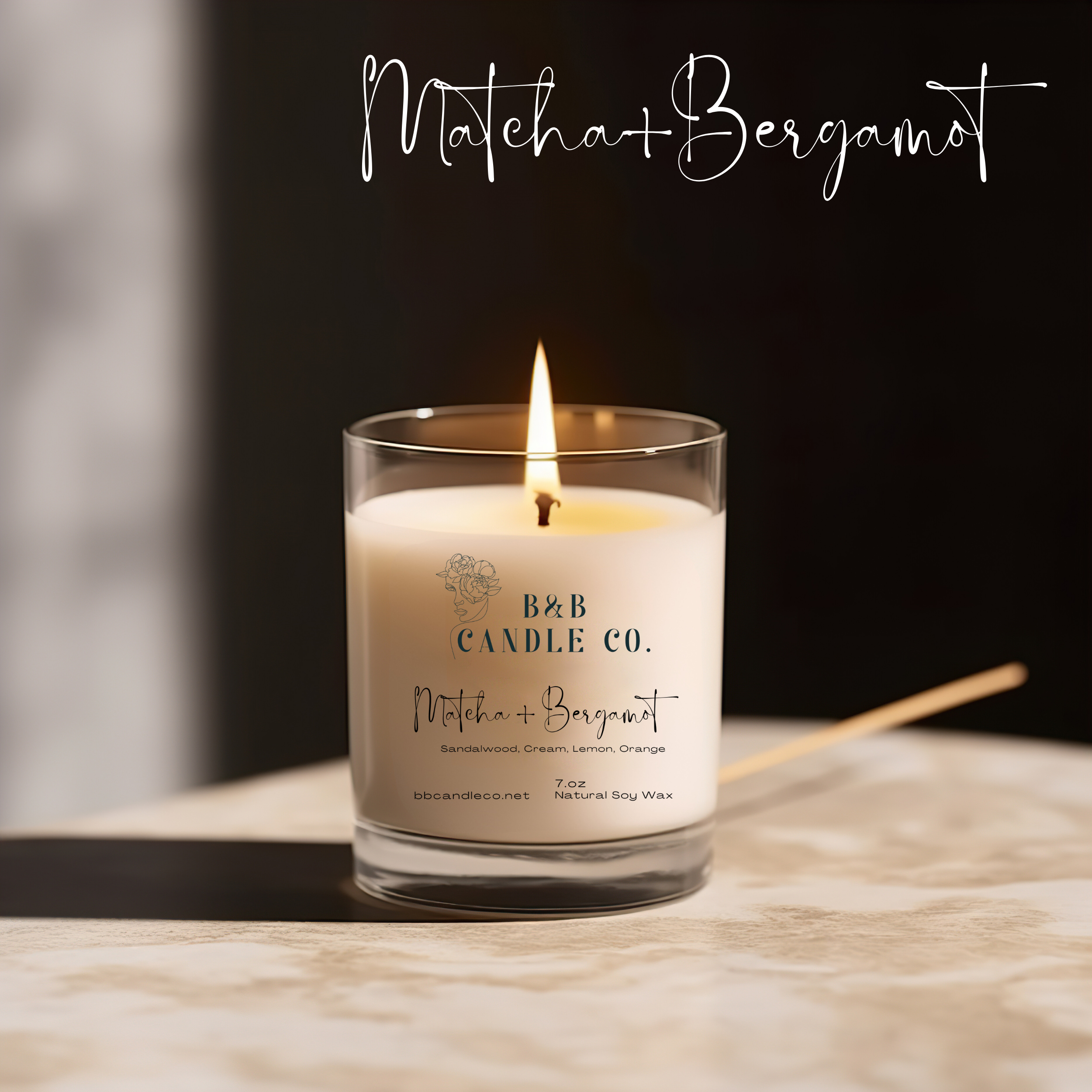 Matcha Bergamot Tea Scented Candle | Bright Citrus and Earthy Tea Blend for Relaxation