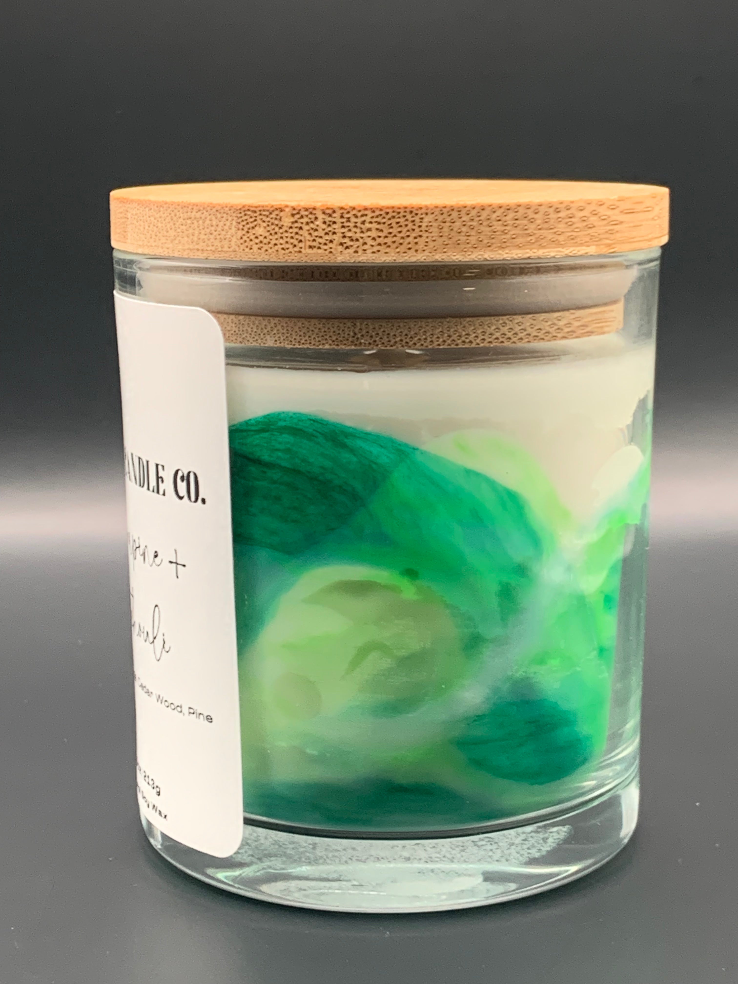 Sugarpine & Patchouli 7.5 oz Marble Candle with Bamboo Lid - Hand-Poured Natural Soy Wax