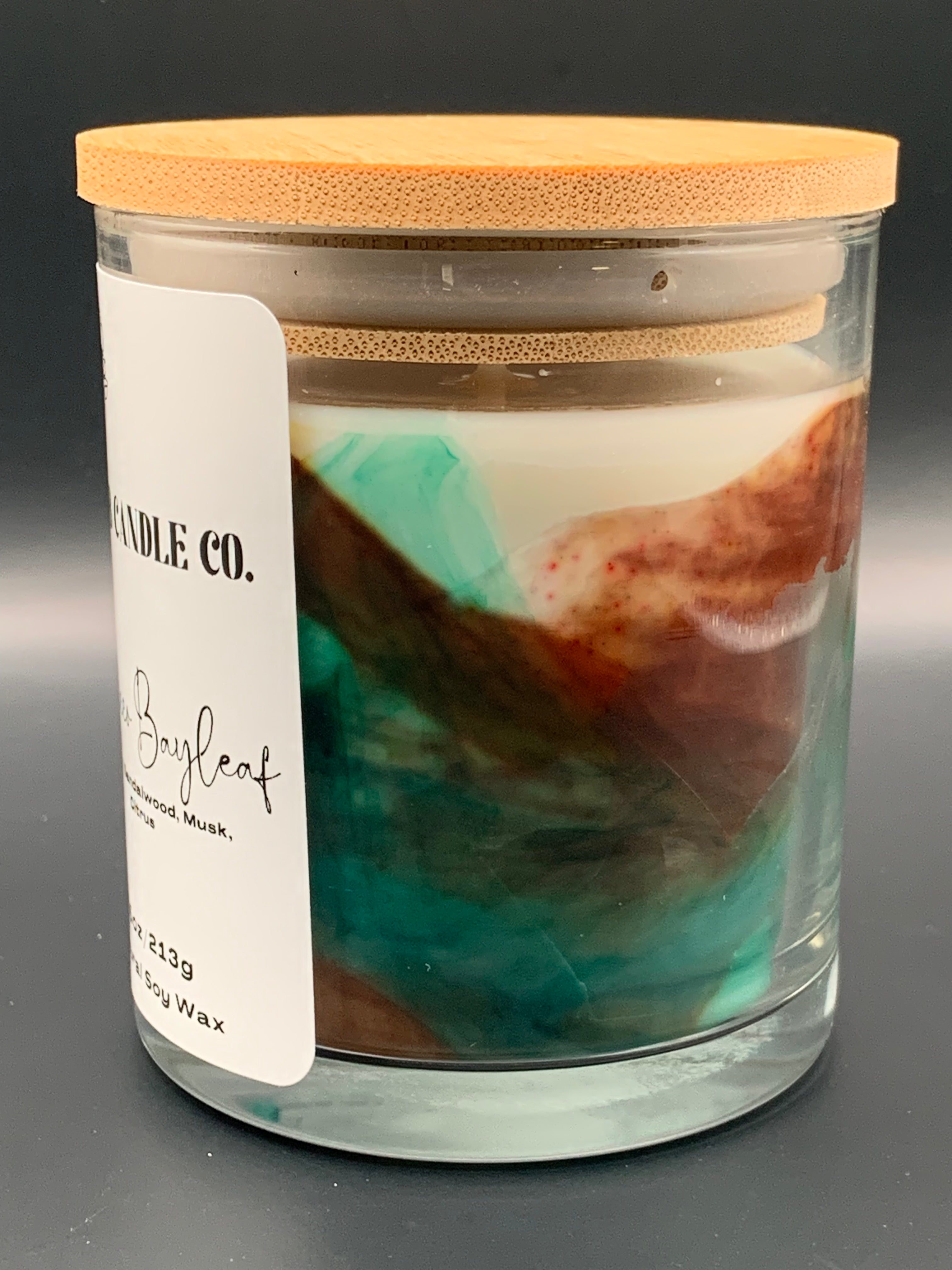 Tobacco & Bayleaf Scented Candle 7.5oz Glass Marbled Aromatherapy Musk