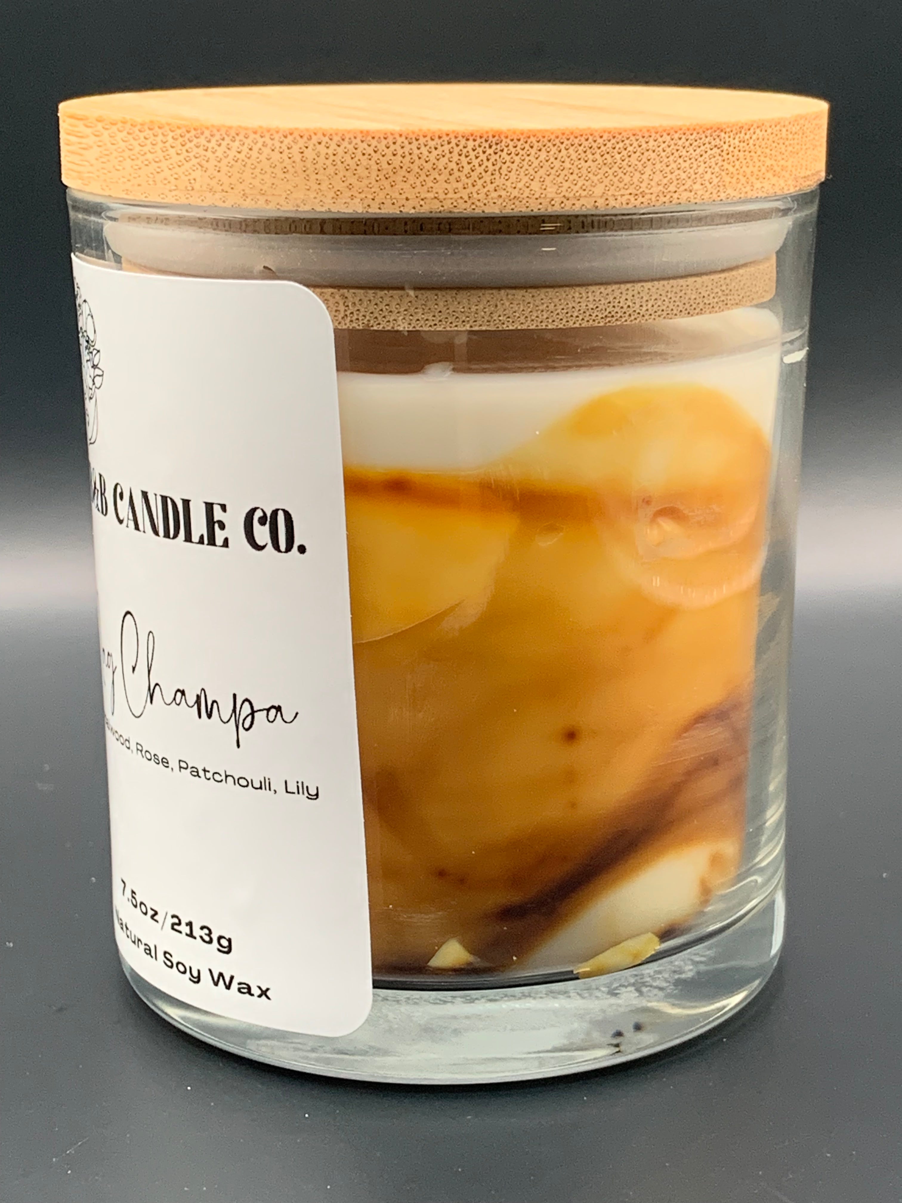 Nag Champa Scented Candle Luxury 7.5oz Glass with Bamboo Lid Aromatherapy