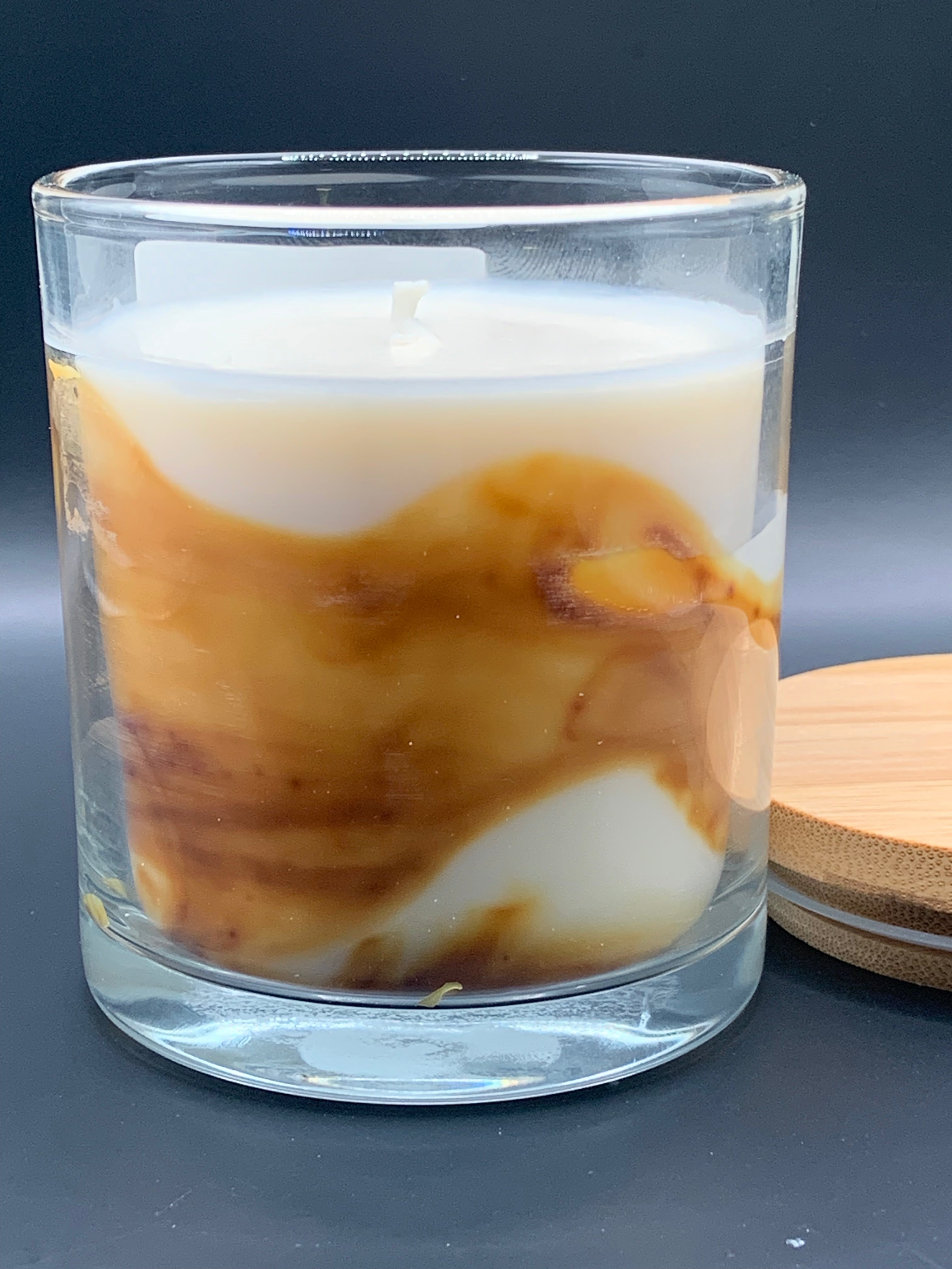 Nag Champa Scented Candle Luxury 7.5oz Glass with Bamboo Lid Aromatherapy