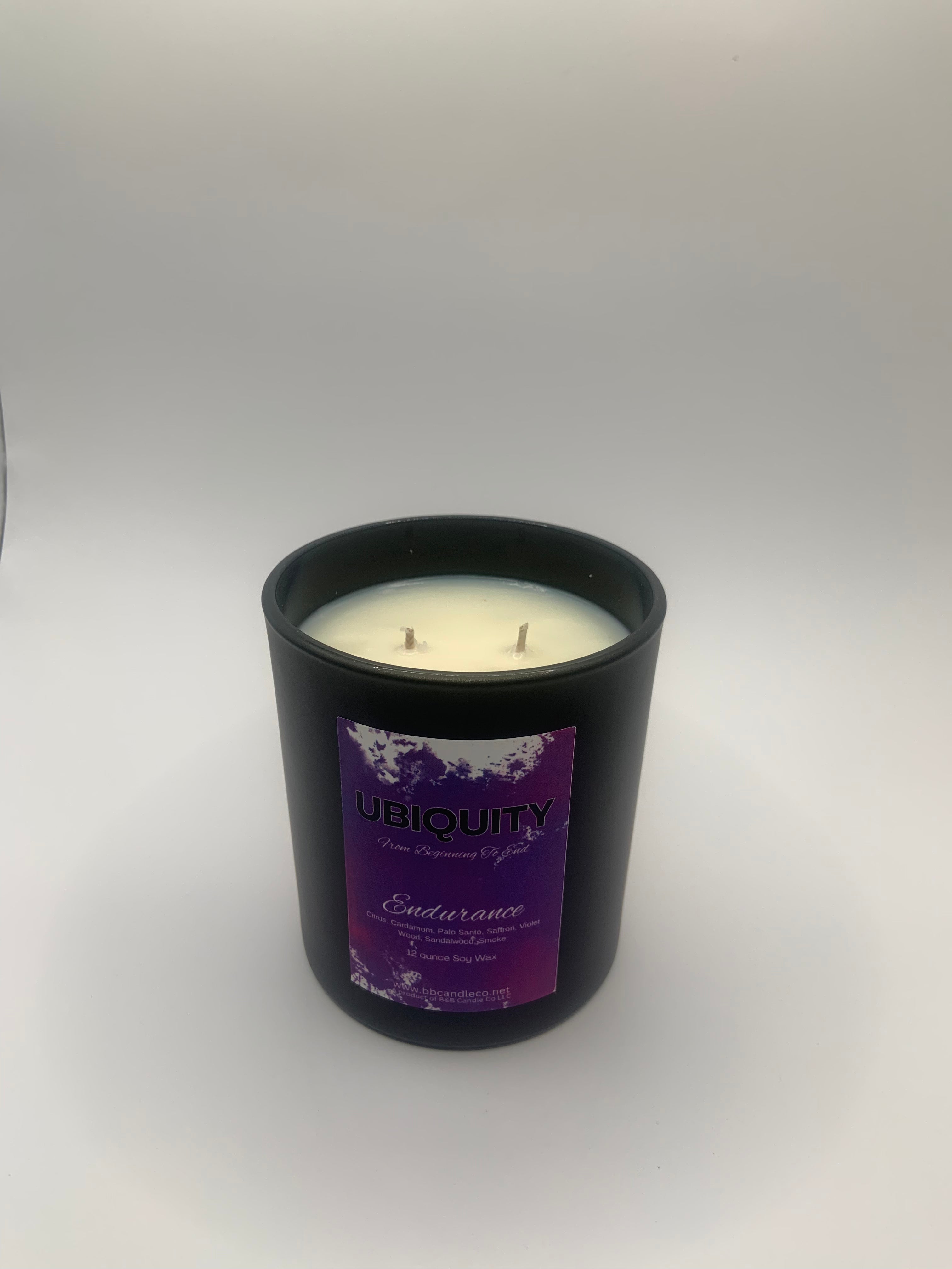 Ubiquity Endurance Scented Candle 12oz Black Matte Wood Lid 2 Wicks