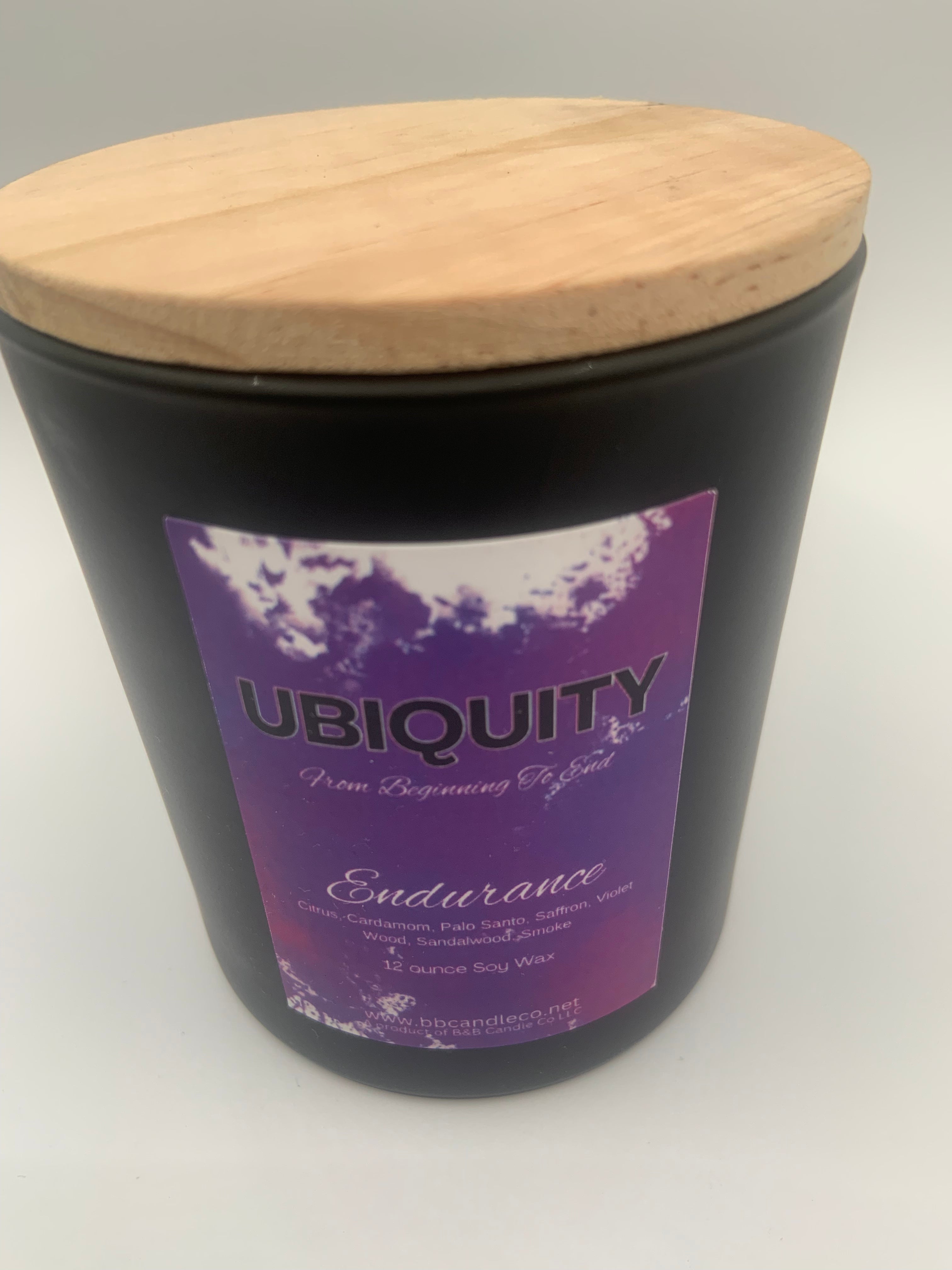 Ubiquity Endurance Scented Candle 12oz Black Matte Wood Lid 2 Wicks