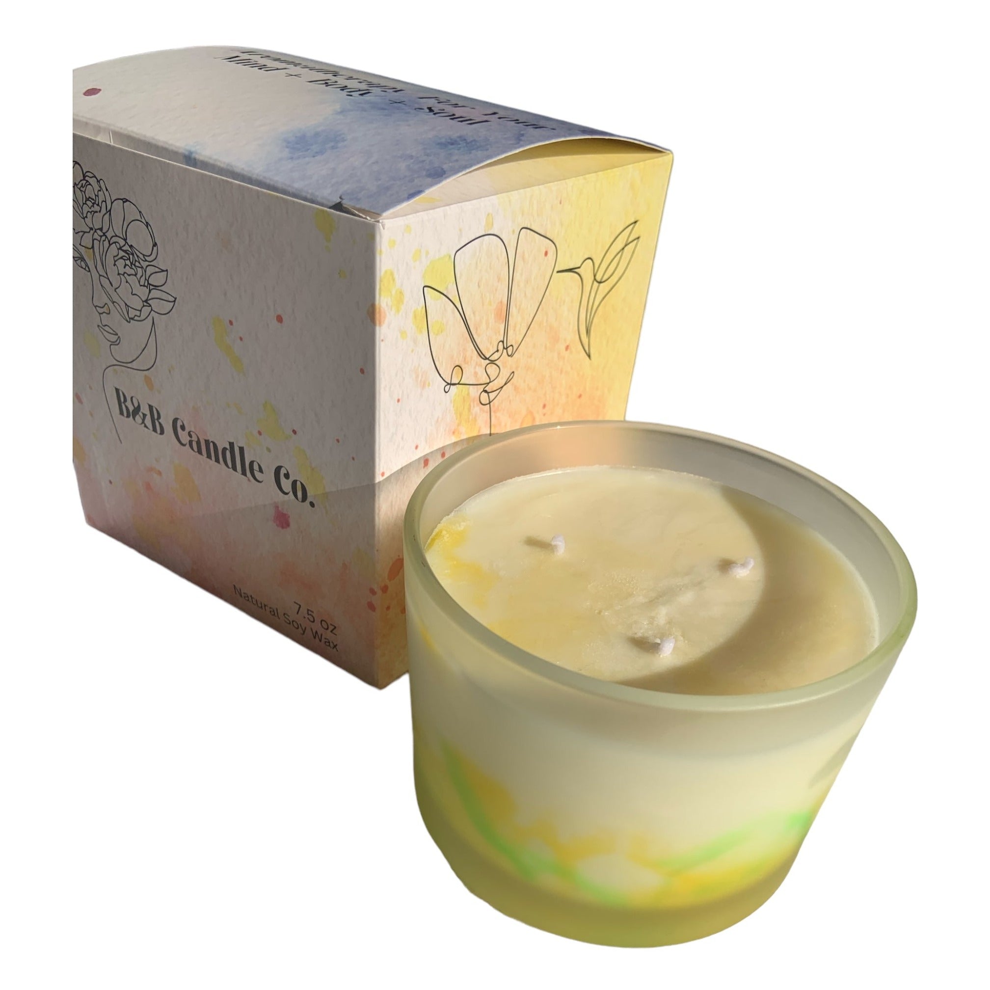 Large 12 Oz Local Flower Shop Candle Marble Design Frosted Glass With 2 Wicks