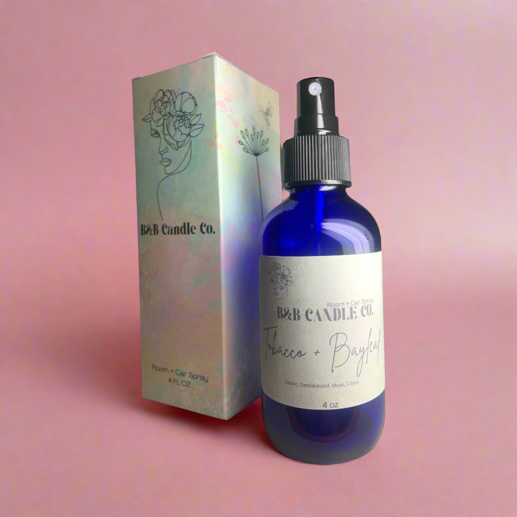 Tobacco & Bayleaf 4oz Glass Room & Car Spray Musky Aroma Spray