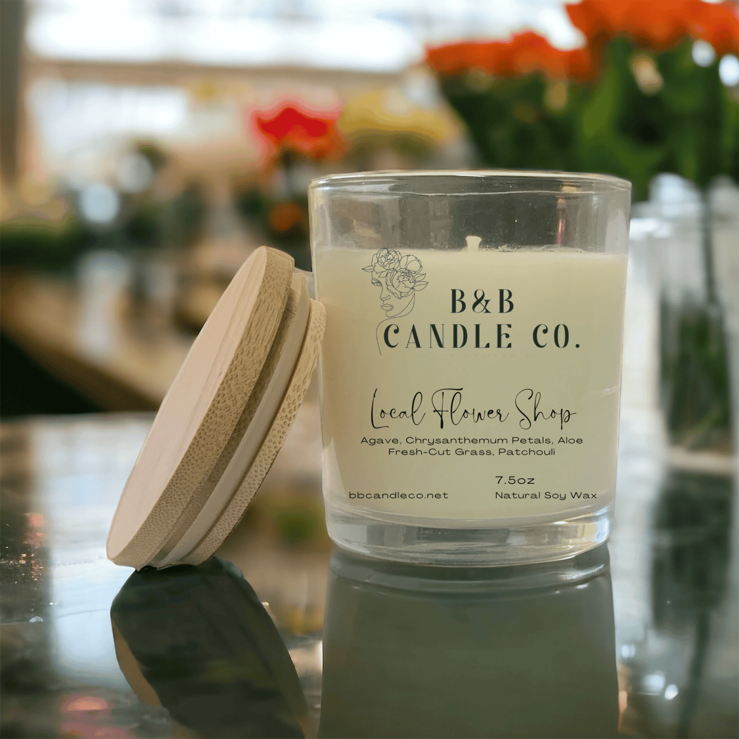 Local Flower Shop Scented Candle | 7.5 Ounce Fresh Floral Blooms and Greenery in a Rustic Design