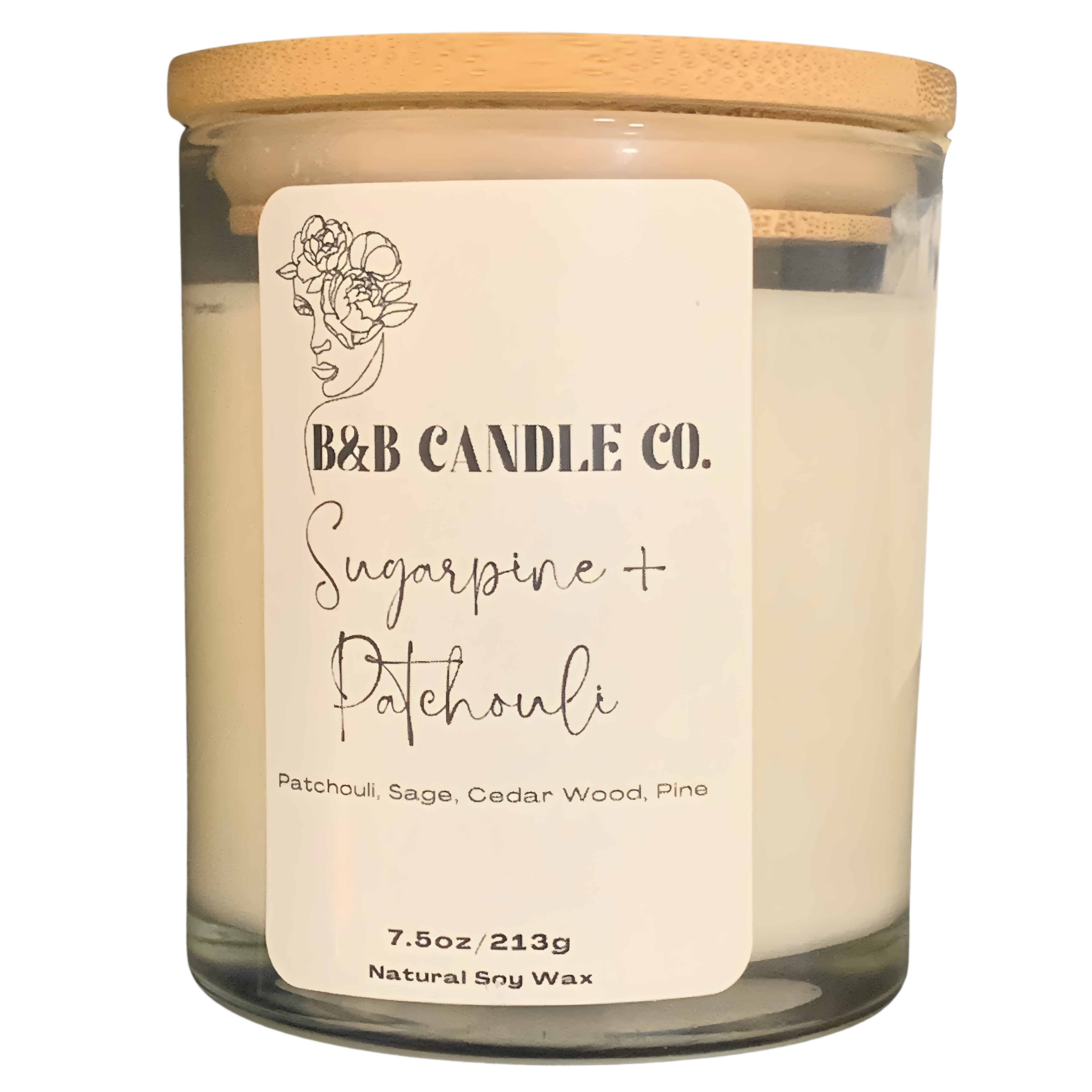 Sugarpine & Patchouli 7.5 oz Marble Candle with Bamboo Lid - Hand-Poured Natural Soy Wax