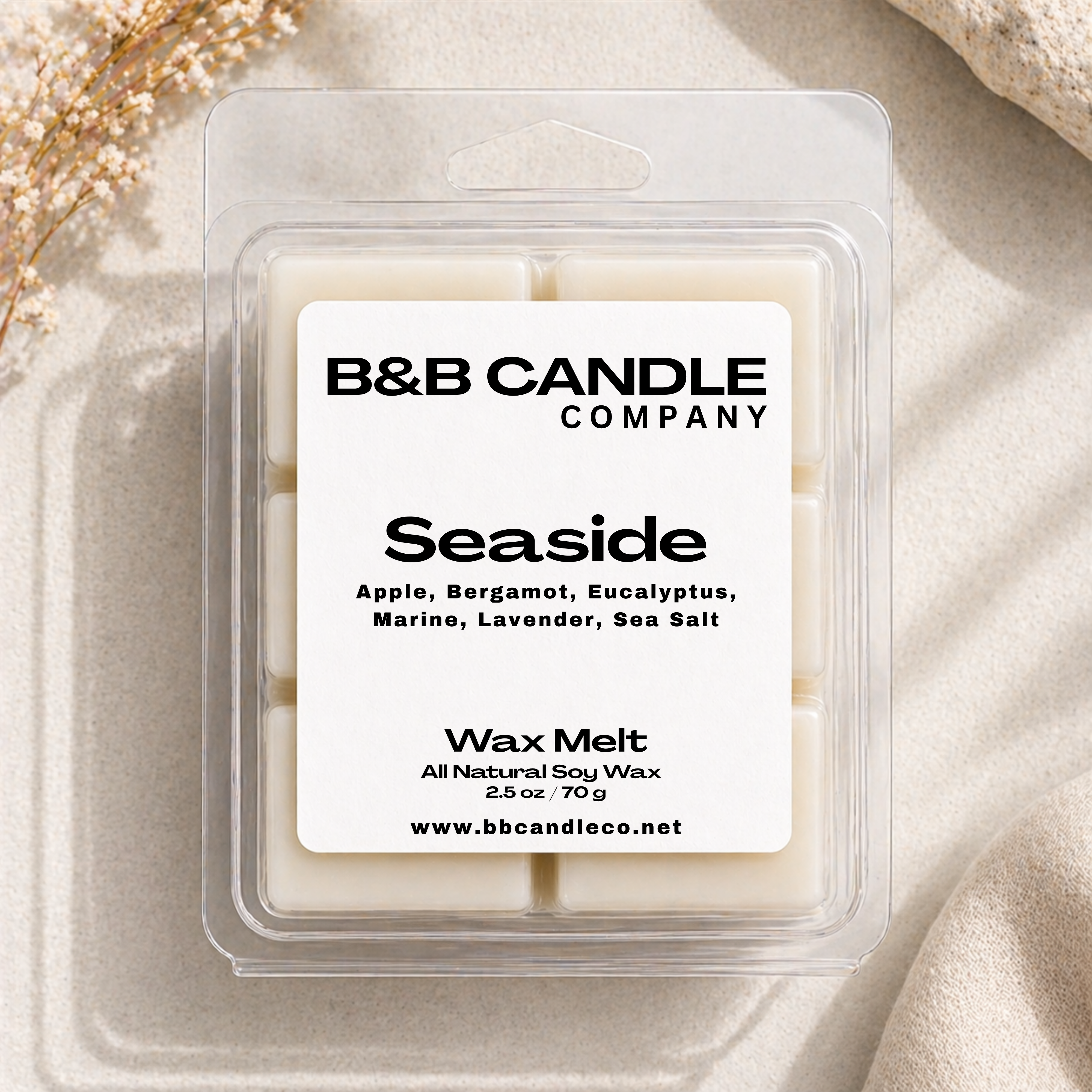 Seaside Wax Melt | Clean Fresh Soy Wax Melt with Sea Salt, Bergamot & Marine Notes