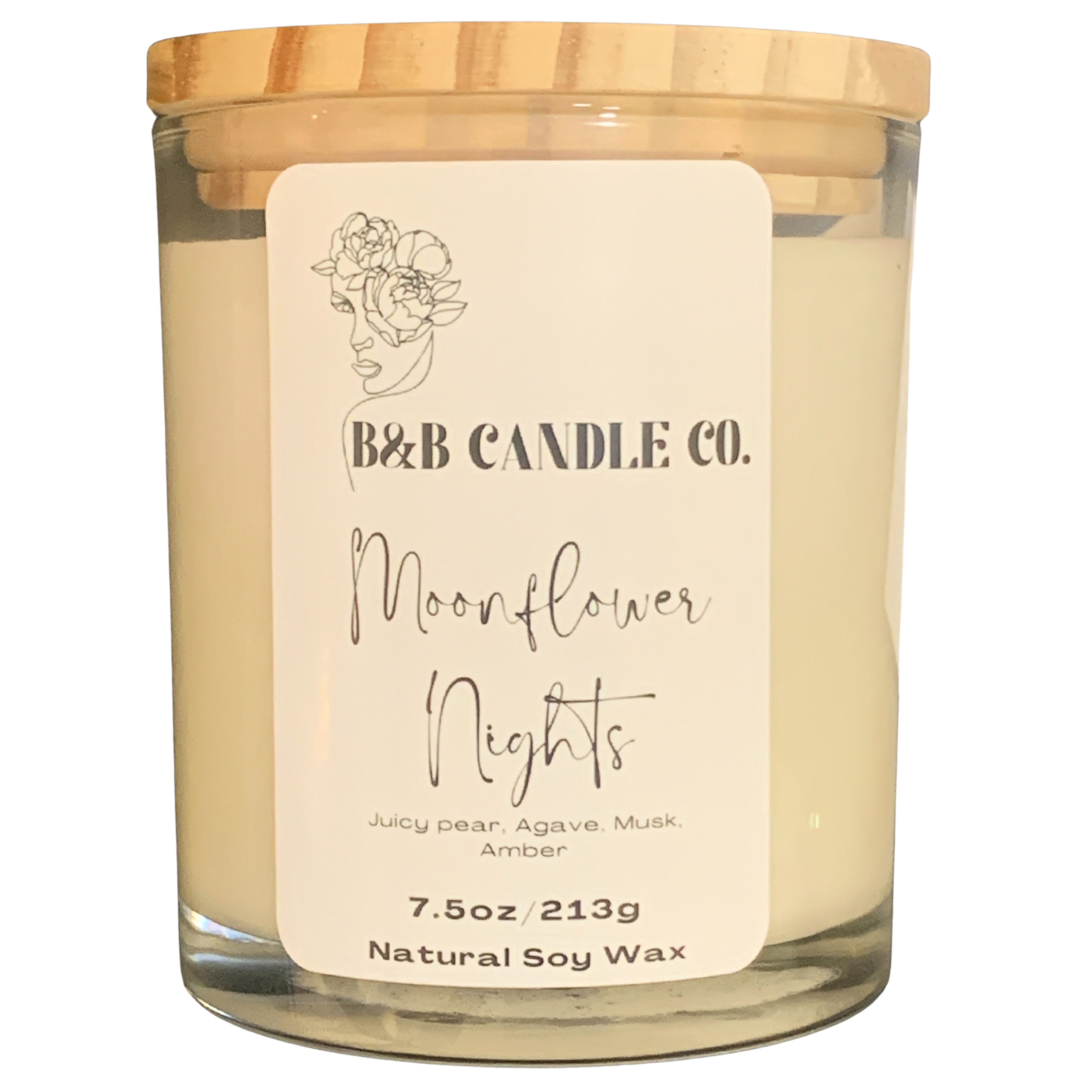 Moonflower Nights 7.5 oz Scented Candle Jasmine Vanilla Amber Pear Aromatherapy