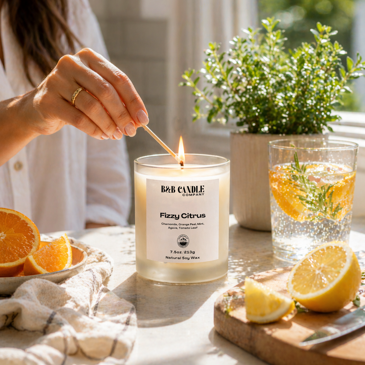Fizzy Citrus Soy Candle | Bright Orange Citrus + Fresh Green Mint