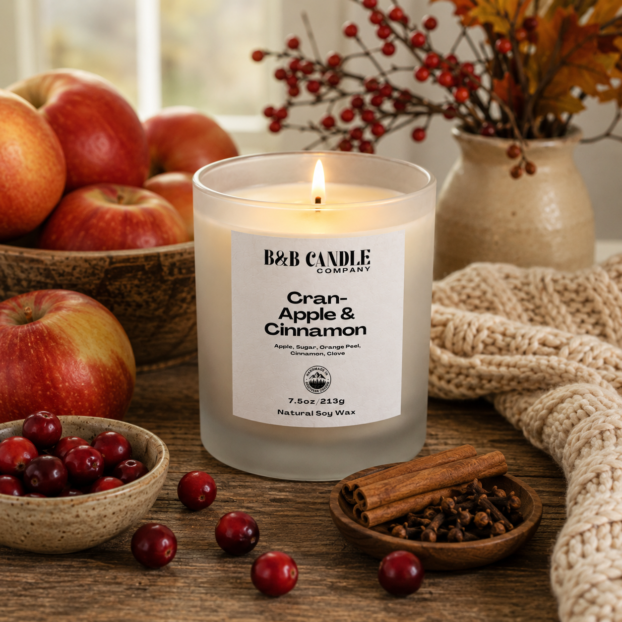 Cran-Apple & Cinnamon Soy Candle | Apple + Cranberry + Cinnamon