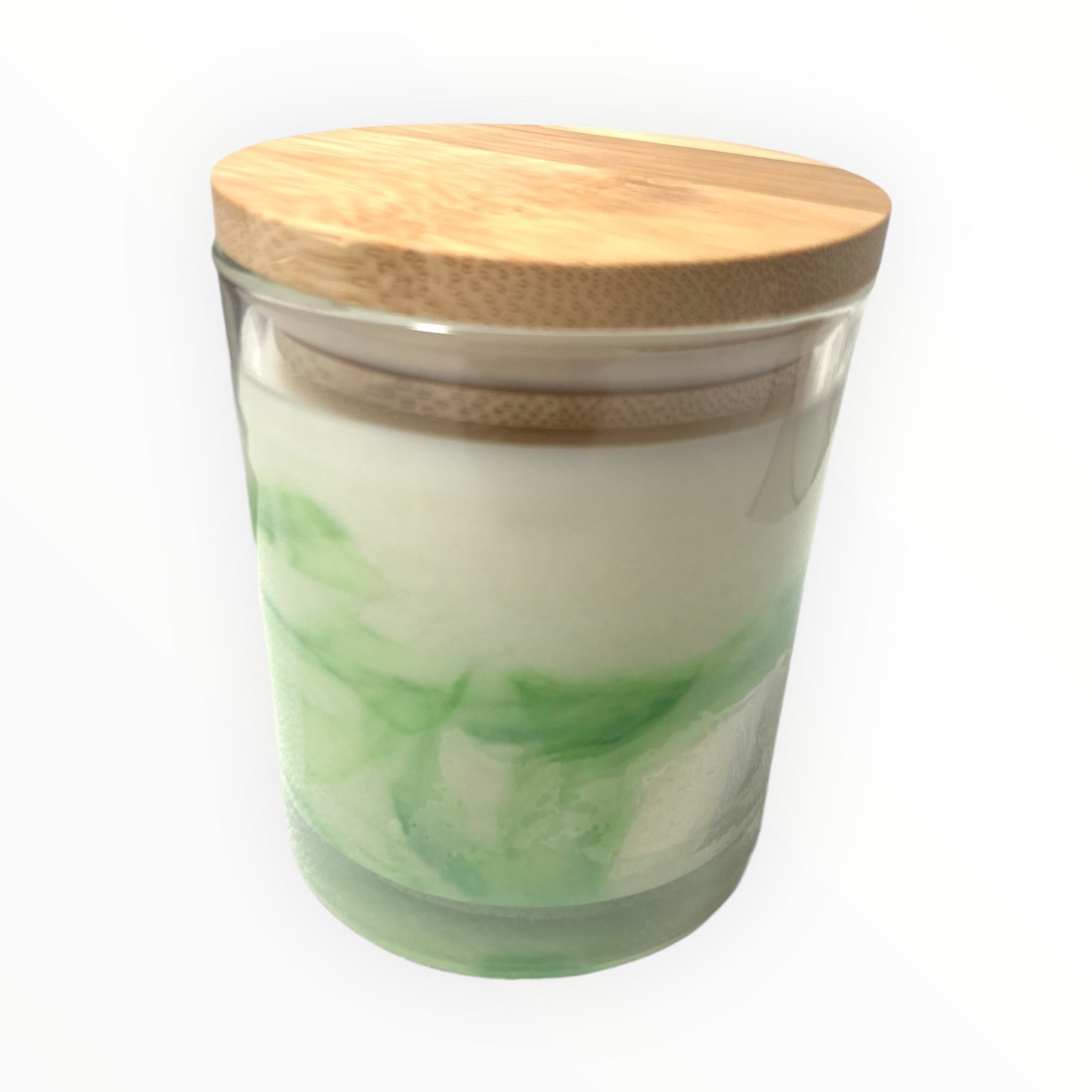 Mistletoe 7.5 oz Scented Marble Candle Bamboo Lid - Hand-Poured Soy Wax for Holiday Cheer