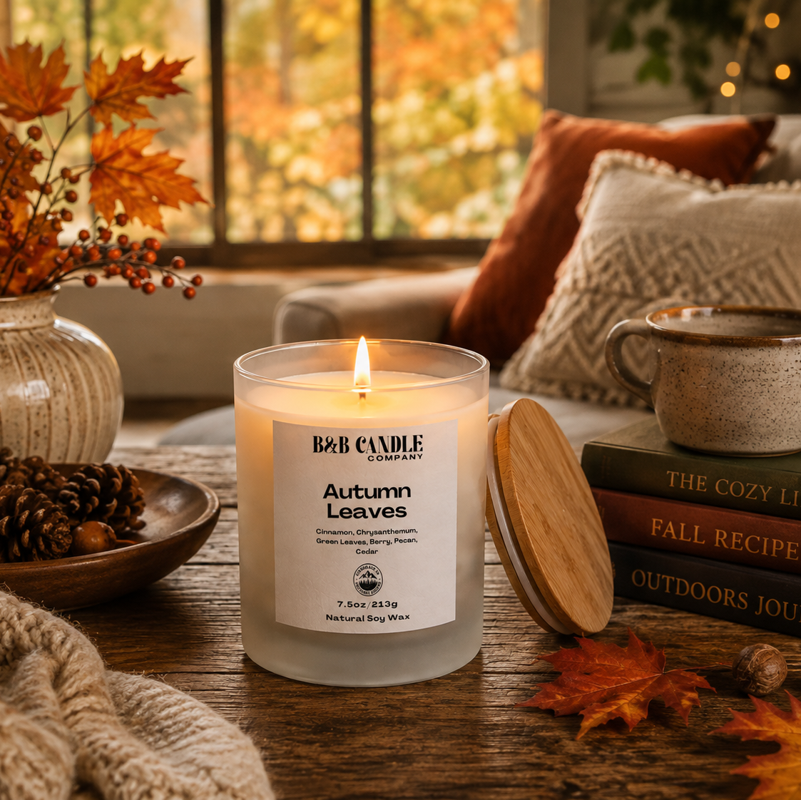 Autumn Leaves Soy Candle | Cinnamon + Green Leaves + Cedar