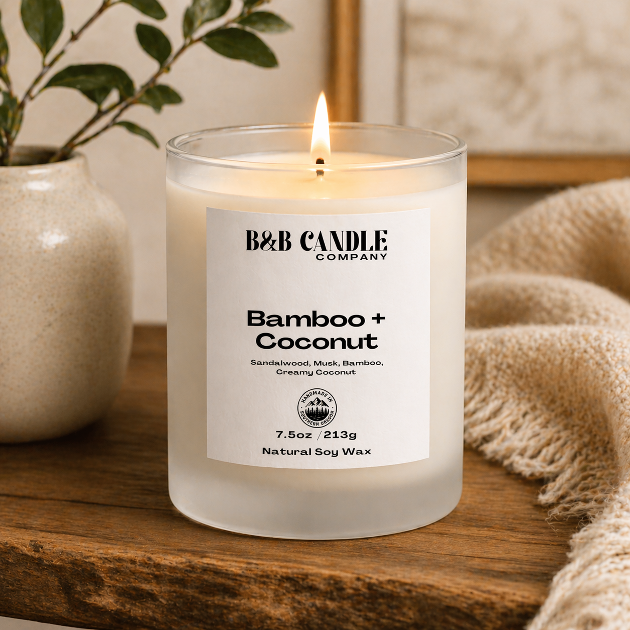 Bamboo + Coconut Soy Wax Candle | Clean Burn Lily + Citrus and Vanilla